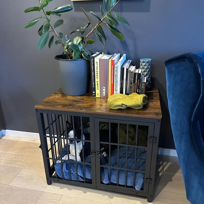 Luxury Wooden Dog Kennel & Side Table