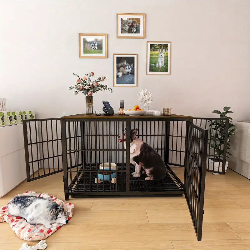Luxury Wooden Dog Kennel & Side Table