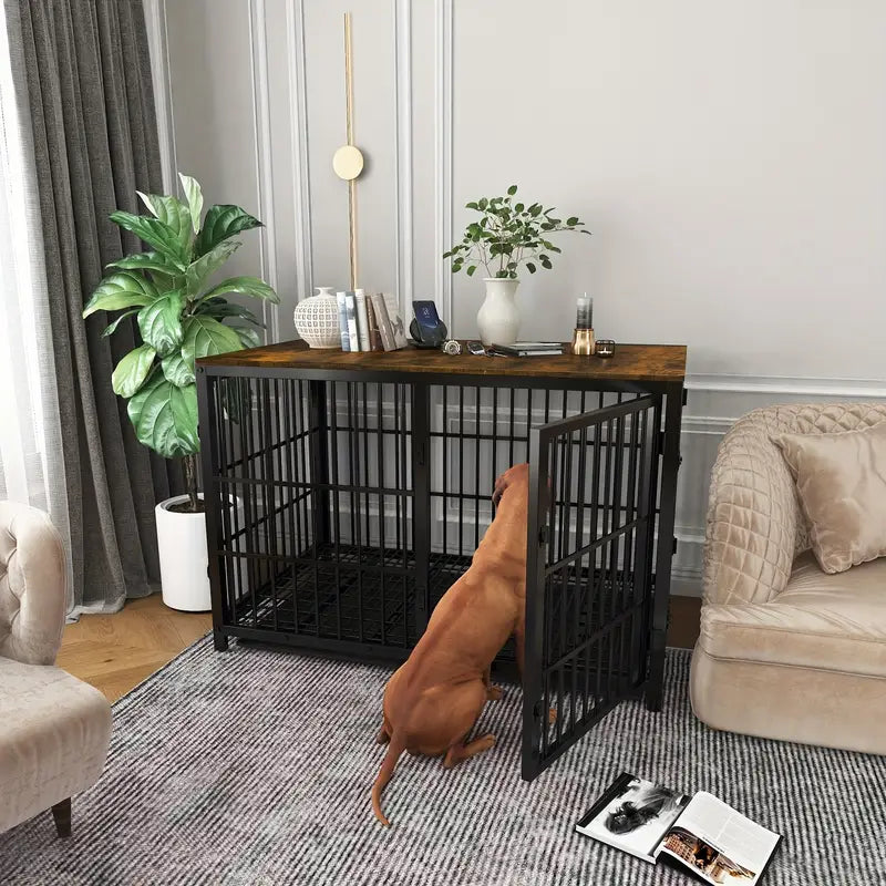 Luxury Wooden Dog Kennel & Side Table