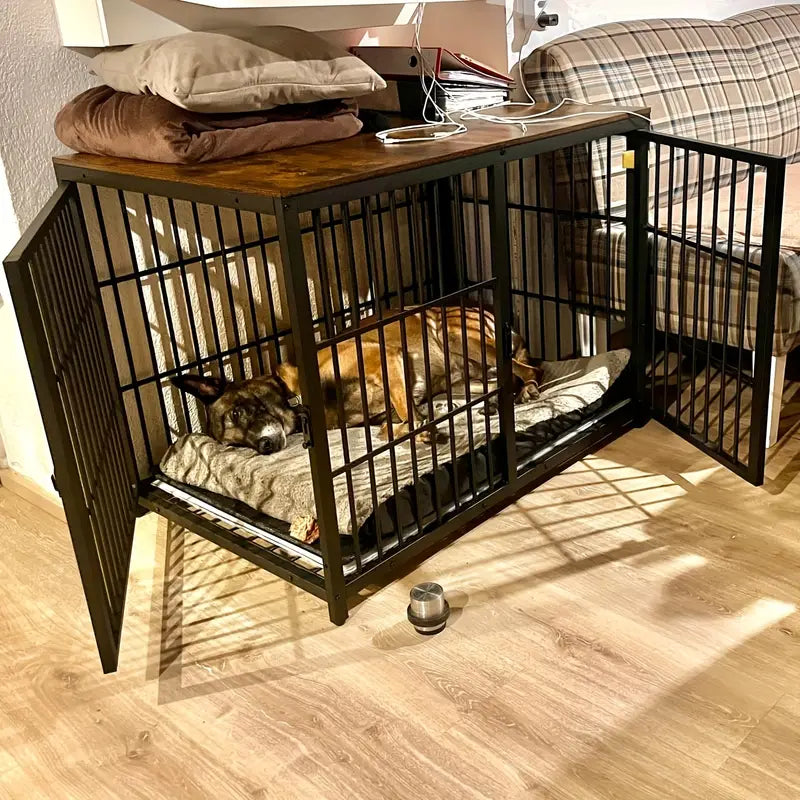 Luxury Wooden Dog Kennel & Side Table