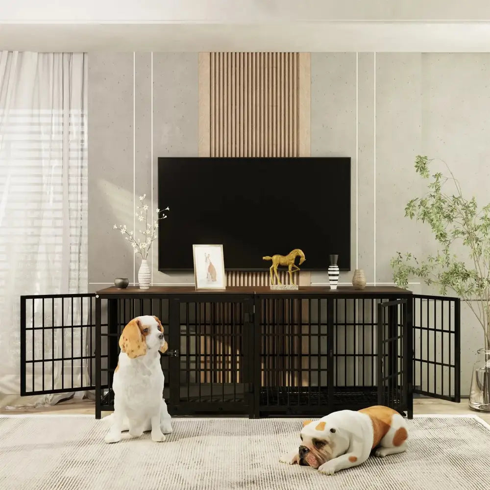 Luxury Wooden Dog Kennel & Side Table Paws and Purrz