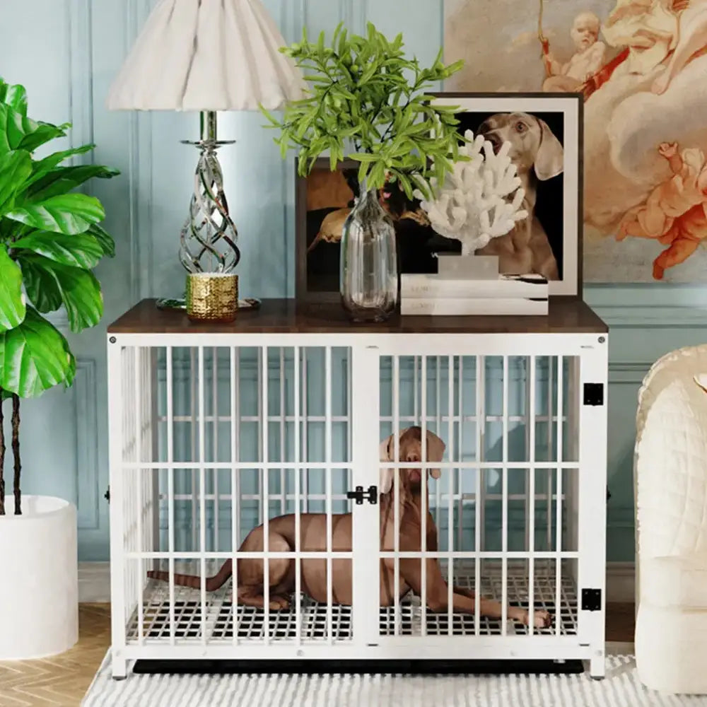 Luxury Wooden Dog Kennel & Side Table Paws and Purrz