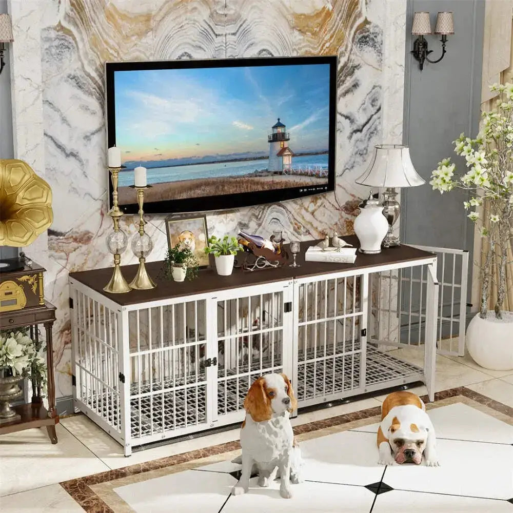 Luxury Wooden Dog Kennel & Side Table Paws and Purrz