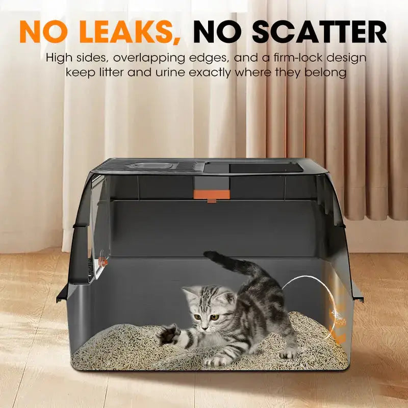 Paws & Purrz Stainless Steel XL Enclosed Cat Litter Box Paws and Purrz