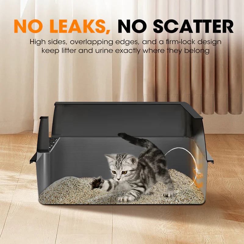 Paws & Purrz Ultimate Stainless Steel XXL Cat Litter Box
