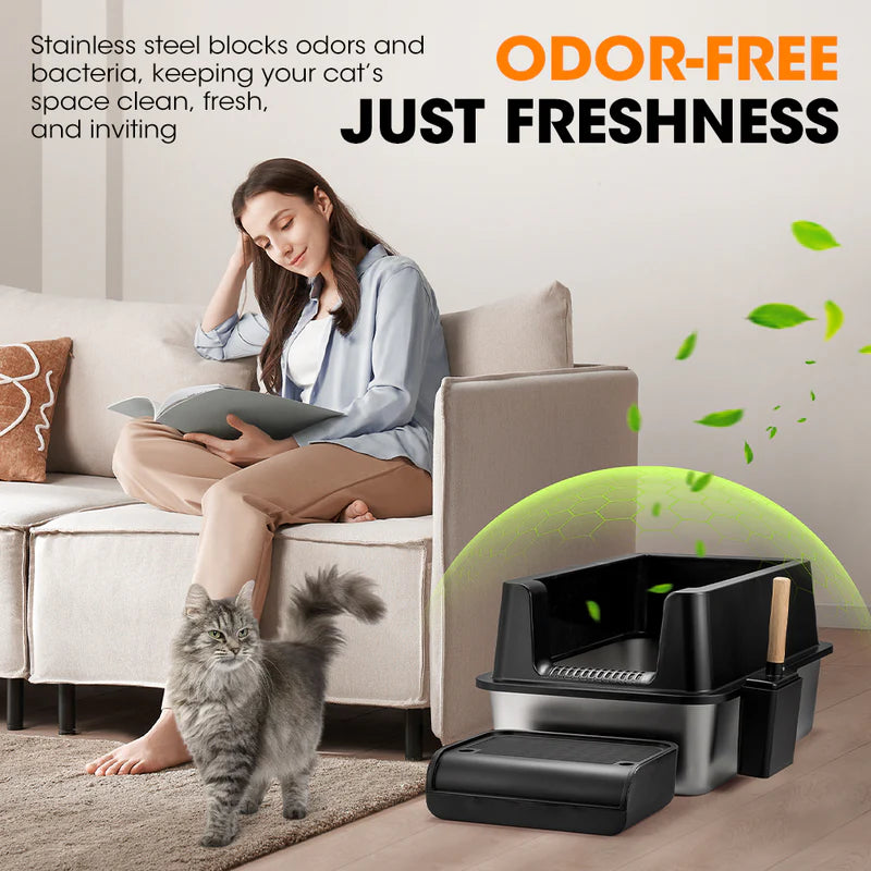 Paws & Purrz Ultimate Stainless Steel XXL Cat Litter Box