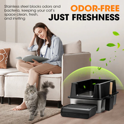 Paws & Purrz Ultimate Stainless Steel XXL Cat Litter Box