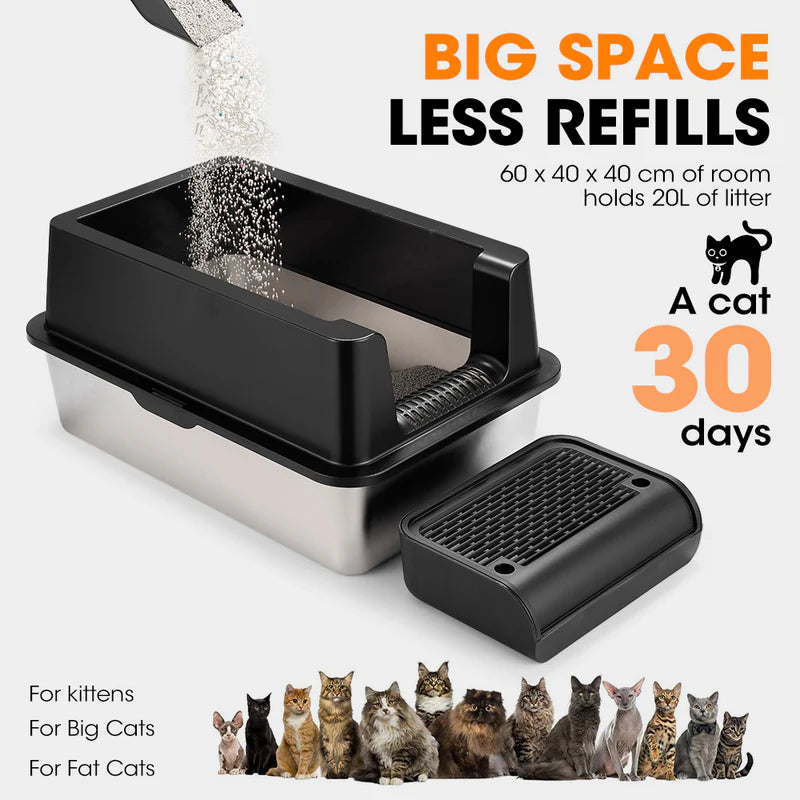 Paws & Purrz Ultimate Stainless Steel XXL Cat Litter Box