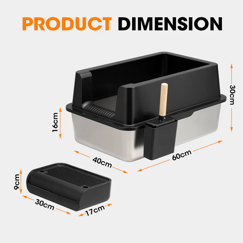 Paws & Purrz Ultimate Stainless Steel XXL Cat Litter Box