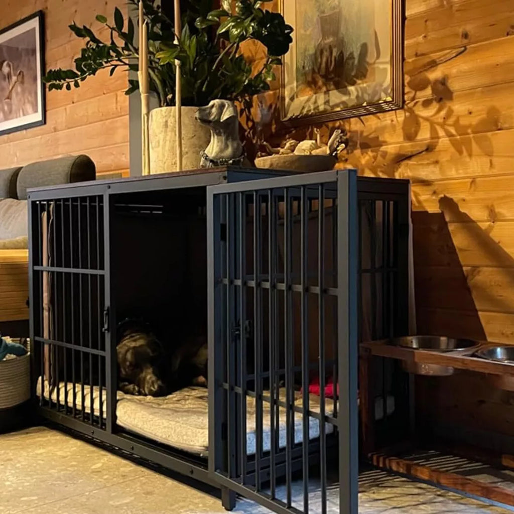 Luxury Wooden Dog Kennel & Side Table