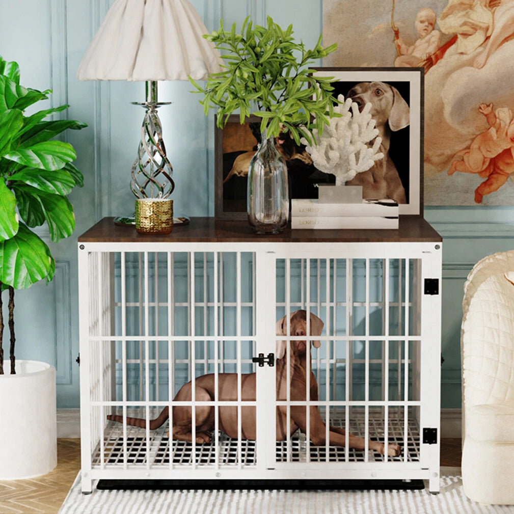 Luxury Wooden Dog Kennel & Side Table