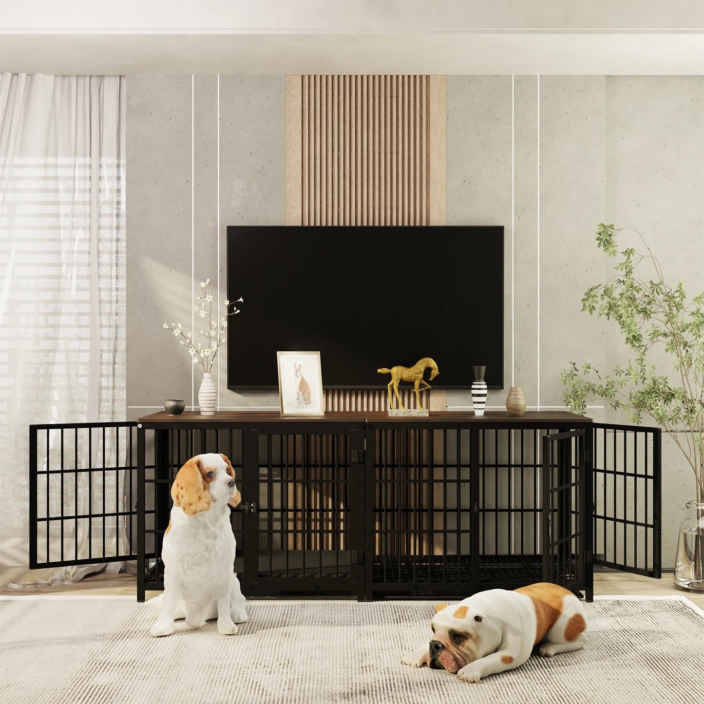 Luxury Wooden Dog Kennel & Side Table