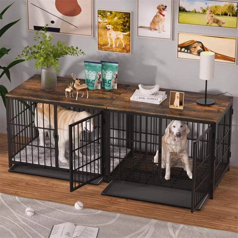 Luxury Wooden Dog Kennel & Side Table