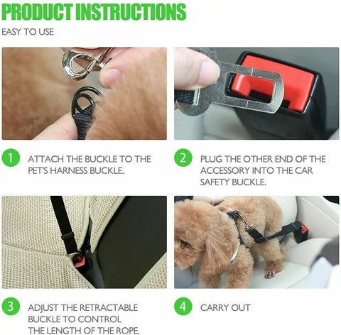 Pets Waterproof Car Seat Protector + 2 FREE Pet Seat Belt